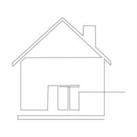 House single line continuous outline vector art drawing and simple one line home minimalist design