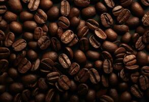 AI generated a brown mixture of coffee beans in the background photo