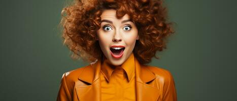 AI generated a woman with curly hair looking surprised photo