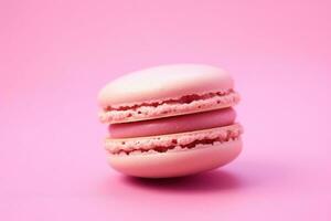 AI generated a pink macaron sitting on a pink background photo