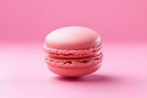 AI generated a pink macaron sitting on a pink background photo