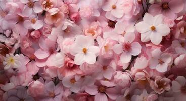 AI generated large number of pink flowers photo