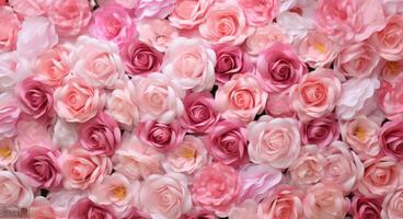 ai generado grande número de rosado flores foto