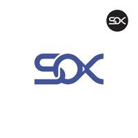 letra sox monograma logo diseño vector