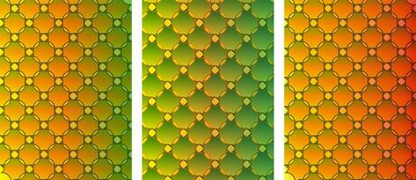 three different colored snake skin patterns background, citrus design, background of fruits photo