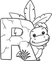 Cute dinosaur cartoon coloring vector
