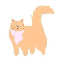 Cute fat cat. Lazy fluffy funny cartoon character. Hand drawn vector illustration isolated on white background.