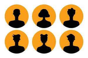 Set of silhouettes of men and women on a white background. vector