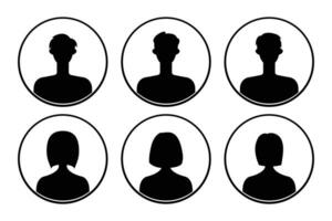 Set of silhouettes of men and women on a white background. vector