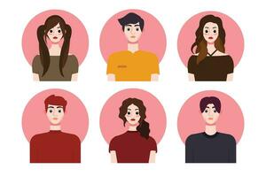 Set of social media profile templates with people avatars. Vector illustration