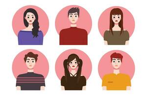 Set of social media profile templates with people avatars. Vector illustration