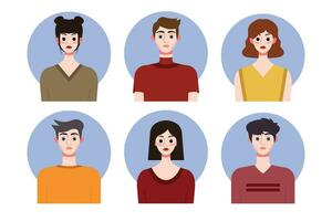 Set of social media profile templates with people avatars. Vector illustration