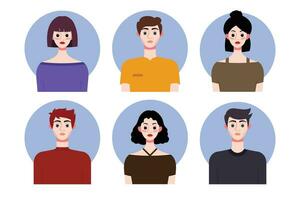 Set of social media profile templates with people avatars. Vector illustration