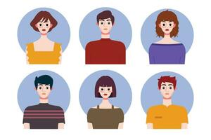 Set of social media profile templates with people avatars. Vector illustration