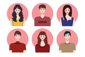 Set of social media profile templates with people avatars. Vector illustration