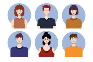 Set of social media profile templates with people avatars. Vector illustration