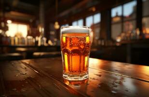 AI generated an image of a beer glass on top of a counter photo
