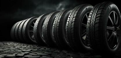 AI generated some set tire with background that includes dark scene photo