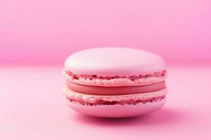 AI generated a pink macaron sitting on a pink background photo