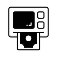 The ATM icon represents a machine that dispenses cash and allows customers to perform banking transactions. Modern icon of atm machine vector