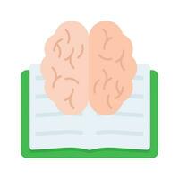 Handbook with human brain concept icon of smart book, trendy vector of ai book