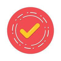 Check mark inside circle depicting concept flat icon of verified vector