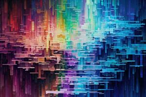 AI generated abstract rainbow background with some smooth lines in it d render, A cascading waterfall of pixelated colors, simulating a digital glitch, AI Generated photo