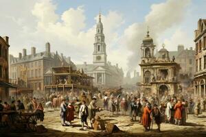 AI generated The medieval market of Antwerp, A bustling marketplace in a Moroccan city, AI Generated photo