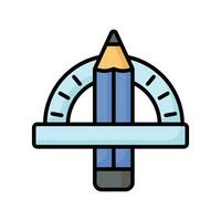 Check this carefully crafted icon of stationery, protractor with pencil vector design