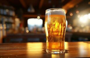 AI generated an image of a beer glass on top of a counter photo