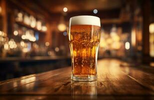 AI generated an image of a beer glass on top of a counter photo