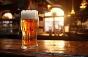 AI generated an image of a beer glass on top of a counter photo