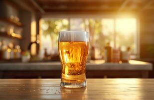 AI generated an image of a beer glass on top of a counter photo