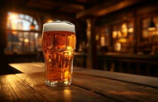 AI generated an image of a beer glass on top of a counter photo