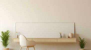 AI generated an empty desk sitting next to the living room wall photo