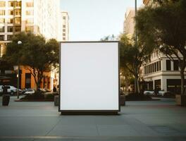 AI generated an empty billboard in the city's outdoor dining area photo