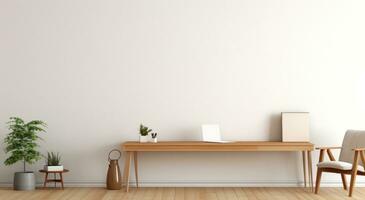 AI generated an empty desk sitting next to the living room wall photo