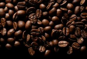 AI generated coffee beans on a black background photo