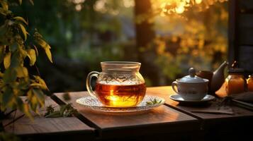 AI generated hot tea is soothing and improves your mood naturally photo