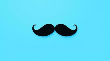 AI generated black moustache clip up on blue background photo