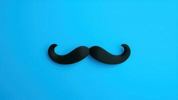 AI generated black moustache clip up on blue background photo