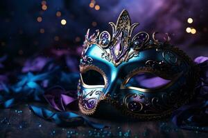 AI generated carnival mask on colorful background photo