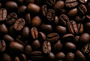 AI generated coffee beans on a black background photo