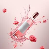 AI generated rose blush logo red wine drink brand, photo