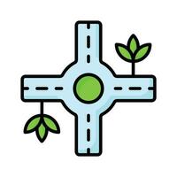 Traffic circle with four roads showing concept icon of road intersection, traffic roundabout vector