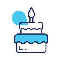Burning candle on birthday cake, party cake vector design