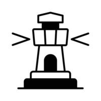 A tower containing a beacon light to warn or guide ships at sea, well designed icon of lighthouse vector