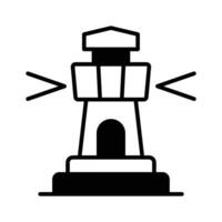 A tower containing a beacon light to warn or guide ships at sea, well designed icon of lighthouse vector