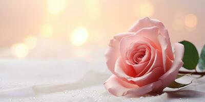 AI generated the pink rose is on top of white breezy backgrounds photo