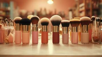 AI generated make up brush stands in the bathroom photo